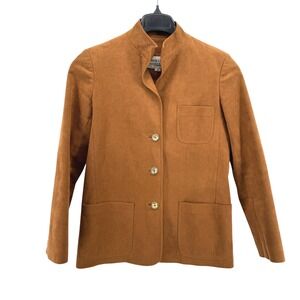 RothLe Cover Suede Blazer Womens 4 Pre-Owned Jacket Mandarin Collar Button Front